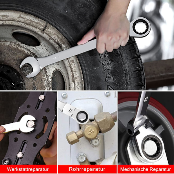 Cr-V Flat Skrallefastnøkkel, 12mm Flat Fastnøkkel, Sklisikker og Eff,ZQKLA