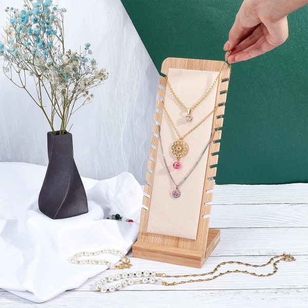 Trä Halsband Display Stativ, Halsbandshållare Smyckesförvaring E