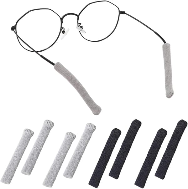 4 Par Brille Stang Betræk, (Sort og Grå) Brille Stang Co