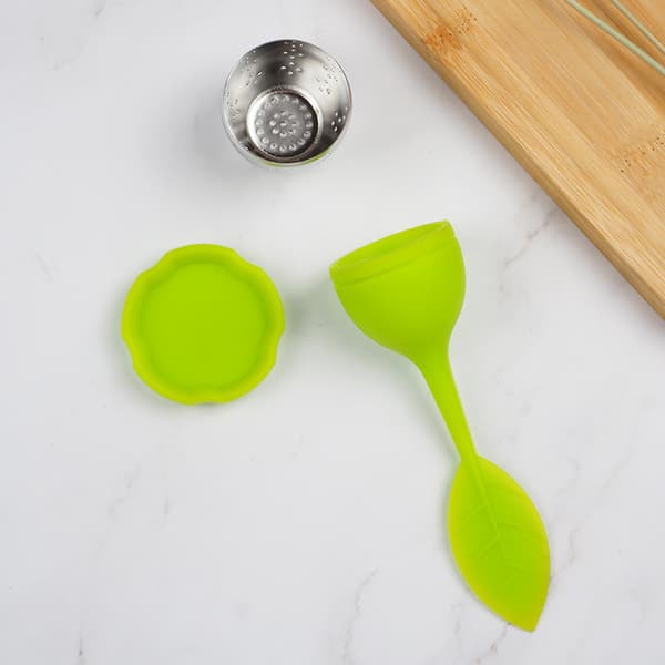 Ball Silikon Teinfuser Sil med Dryppbrett Håndtak Stål Ba
