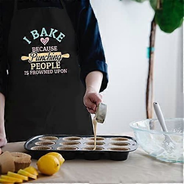 80x70cm Bakeforklær for Kvinner med Lommer, Jeg Baker Fordi Folk Misliker, Søte Bakegaver til Bakere