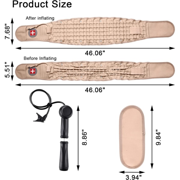 Dekompressionsrygbælte, til lindring af lændesmerter Lændekomp