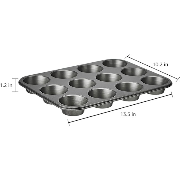 Sæt med 2 Non-Stick Muffin Pander i Kulstofstål, ZQKLA