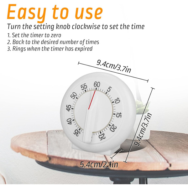 60 Minutters Timer, Mekanisk Køkken Timer, Bærbar Nedtælling, ZQKLA