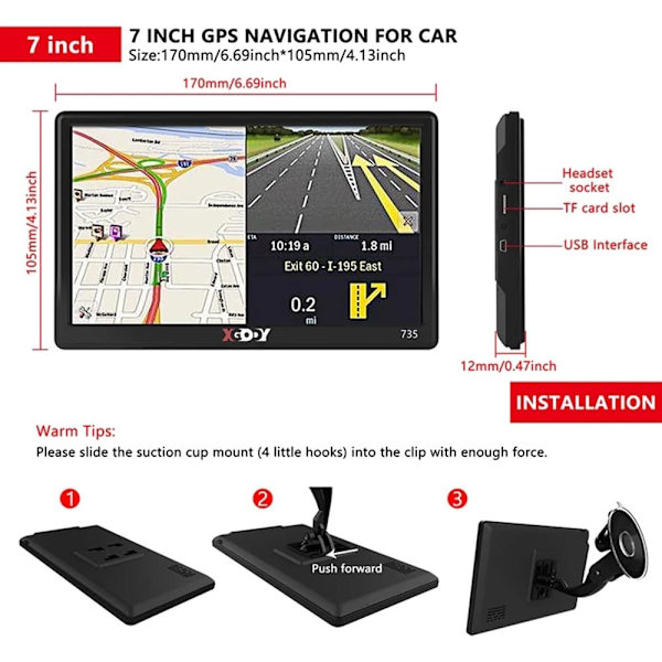 7 tums pekskärm Bil Lastbil GPS Navigation Navigator Sat 8,ZQKLA