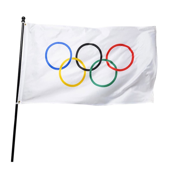 Foldbar Olympiske Lege Fem Ring Flag Tykkere Polyester Banner