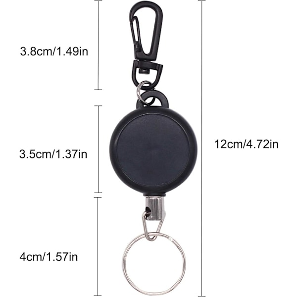 2 stk. 60 cm Trækbart nøglering, stålkabel, Trækbart nøglering, ZQKLA