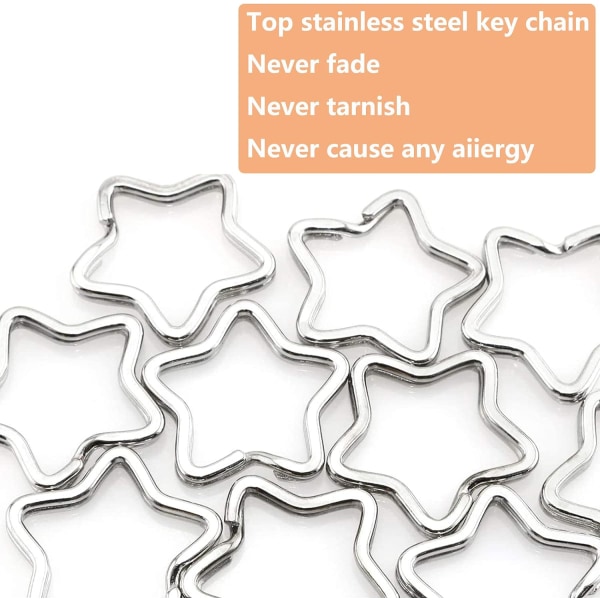 20 st Metal Split Rings Star Keychain Ringar Metal Heart Keychain