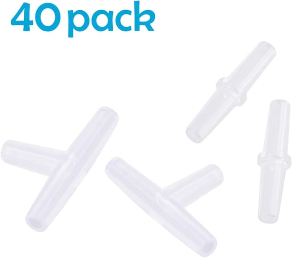 40 Stycken Akvarium Luftventil Anslutning Vit Plast Inline, ZQKLA
