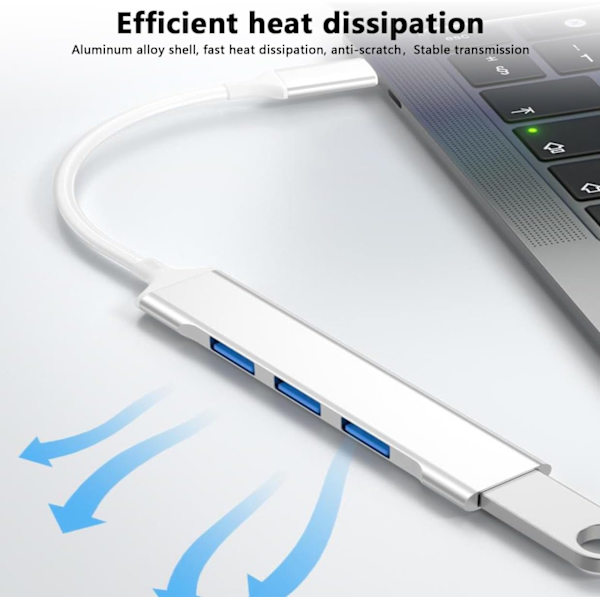 USB 3.0 Hub USB-delare 4-i-1 Hub med 1 USB 3.0-port och 3 USB
