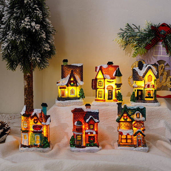 Julepynt Resin Tiny Houses Mikrolandskab Resin ,ZQKLA