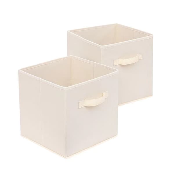 Sett med 2 sammenleggbare oppbevaringskuber, Beige
