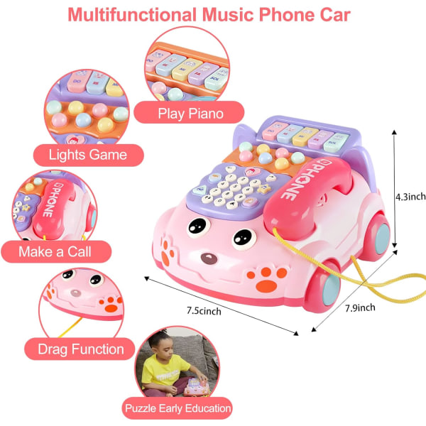 Baby Phone Toy, Baby Toy Phone Tecknad Baby Piano Music Light, ZQKLA