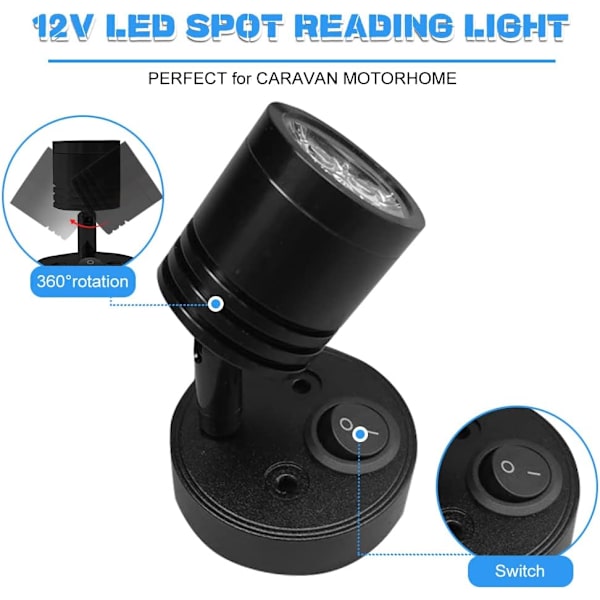 2kpl 12V LED Spot Seinävalaisin Lukuvalo Yöpöytä Himmennettävä S,ZQKLA