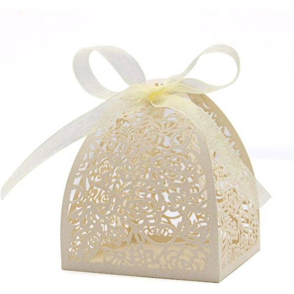 Paket med 100 Laserutskurna Ros Candy Boxes, Favor Boxes 2.5\"x 2.,ZQKLA