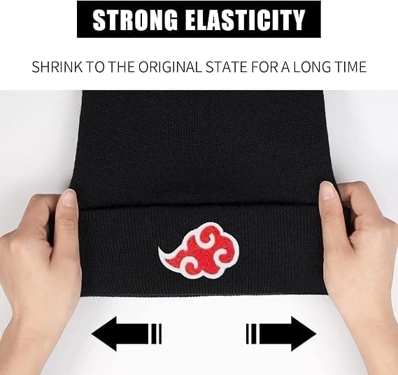 Stickad mössa, Anime-broderi Röd Moln, Unisex Solid Clo,ZQKLA