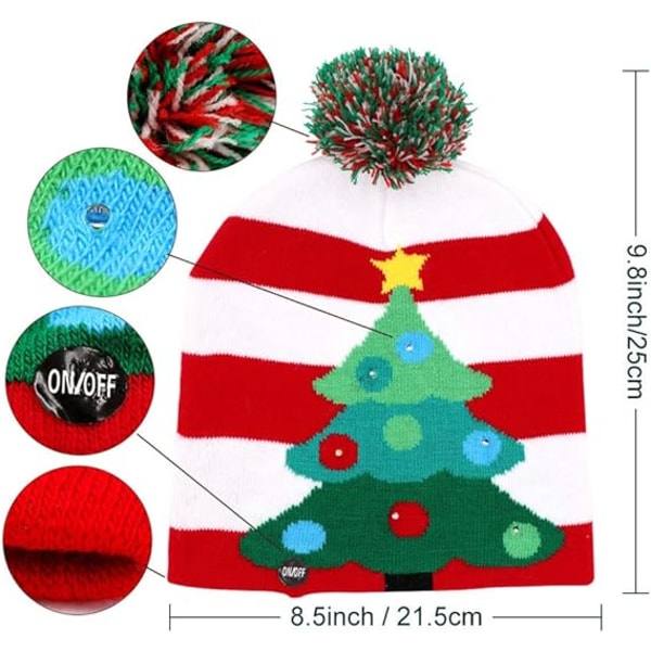 LED oplyste julehatte Xmas Julemand Ugly Hat Beanies 10 C,ZQKLA