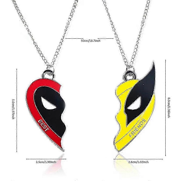 2 kpl Deadpool & Wolverine 3 Cosplay Wolverine Parhaat ystävät kaulakoru riipus BFF korut lahja miehille ja naisille