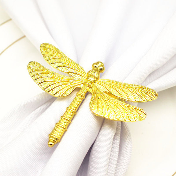 12 st Servettringar Dragonfly Guld Hotell Bordsprydnad Servett Spänne