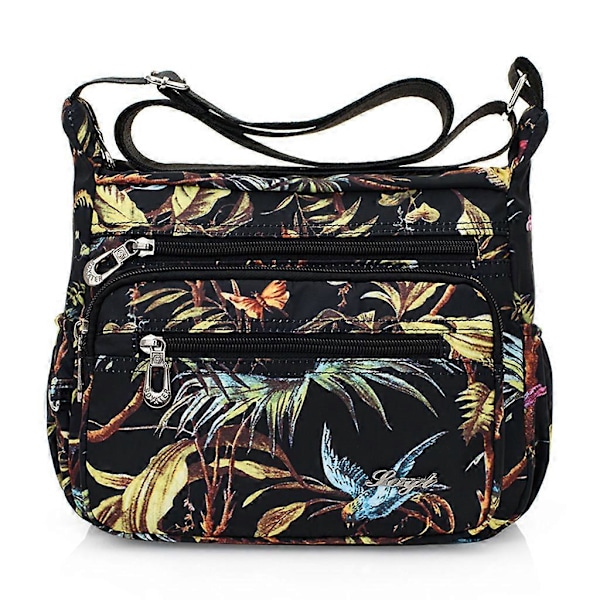 Nylon Blommönstrad Multi-Ficka Crossbody Väska Dam Rese Axelväska Style 3