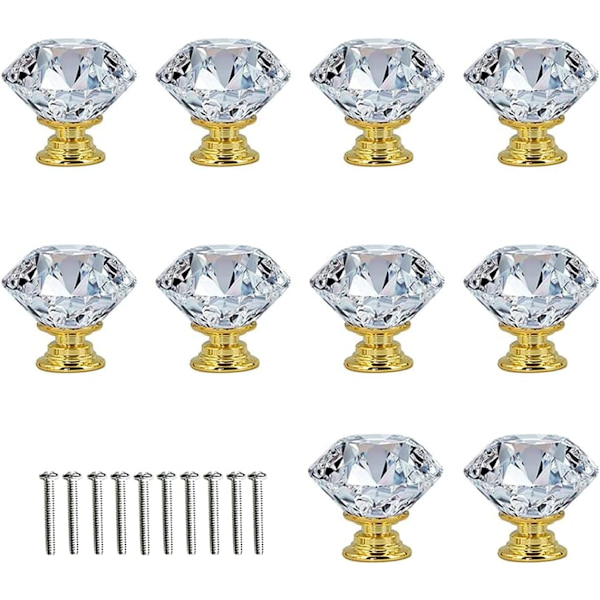 10 stycken dörrhandtag Knobs Transparent Diamant Kristall Gla,ZQKLA