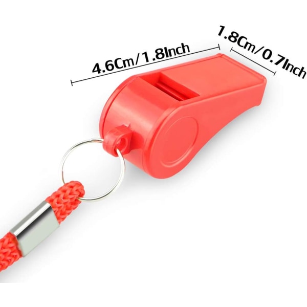 2-pak rød nødhjelpsfløyte med snor, skarp og høy lyd, ZQKLA