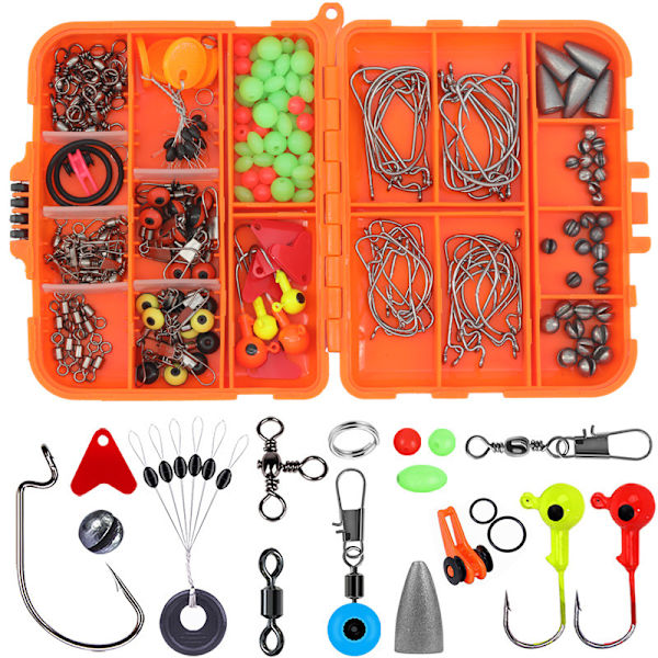 205 Dele Fiskeudstyrssæt, Inkl. Jig Hooks, Bullet, ZQKLA