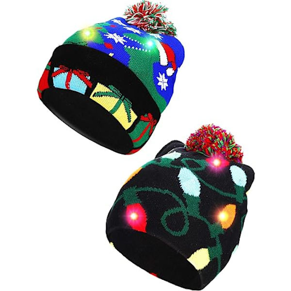 2 Stykker Jule LED Lysende Luer Stygge Julegenser Kni, ZQKLA