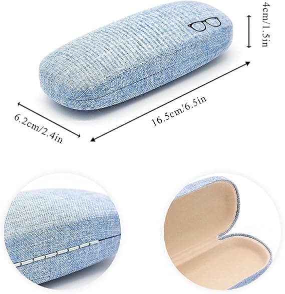 2 Stycken Glasögonfodral Linne Canvas Hårt Glasögonfodral för Wo, ZQKLA
