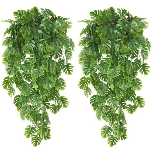 2 Pieces Artificial Fake Ivy Plants Fake Tropical Monstera P,ZQKLA