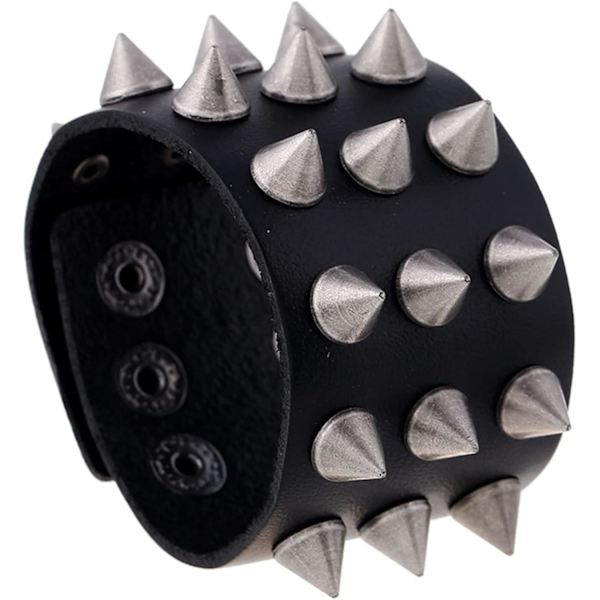 Hip Hop Alloy Spænde Armbånd Spids Nitter Læder Armbånd, ZQKLA