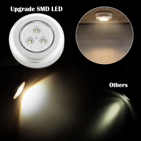 6 stk Selvklebende Batteridrevne LED-Spotlamper, Ekstra Belysning for