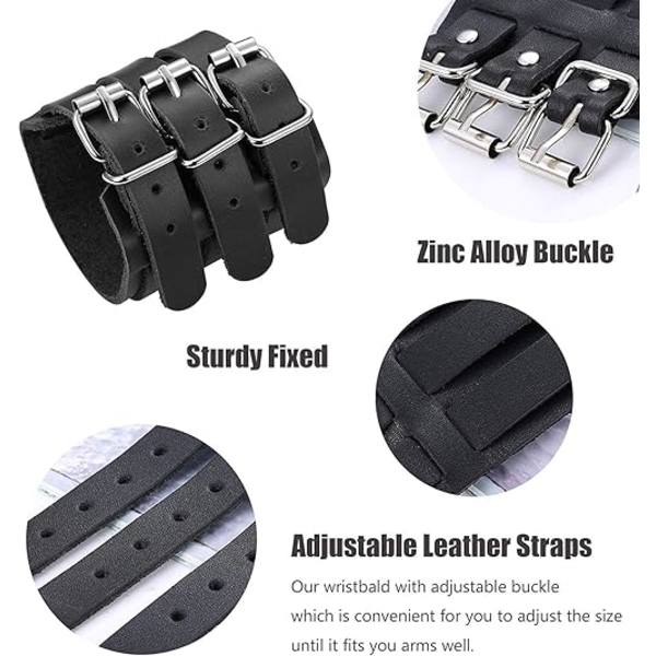 Äkta Läderarmband för Män Kvinnor Trippel Brett Band