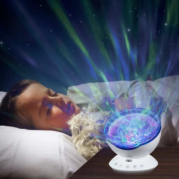 Mermaid Dekor Fjärrkontroll Nattlampa Ocean Wave Projektor, ZQKLA