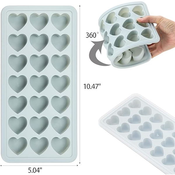 Hjerteformede Isbitbrett med Lopp, Silikon Hjerteform, E,ZQKLA