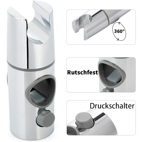 Justerbart duschmunstycke för 25 mm väggstång