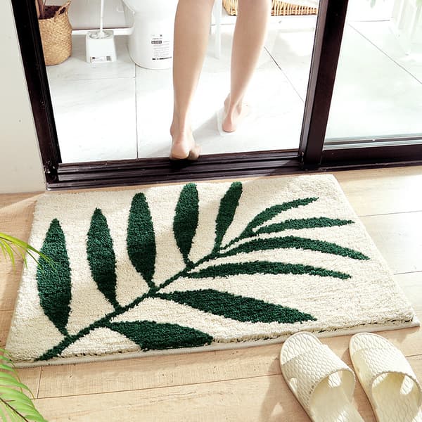 Mikrofiber Badmattor (18x26 tum, bambu blad) Shaggy Sof, ZQKLA
