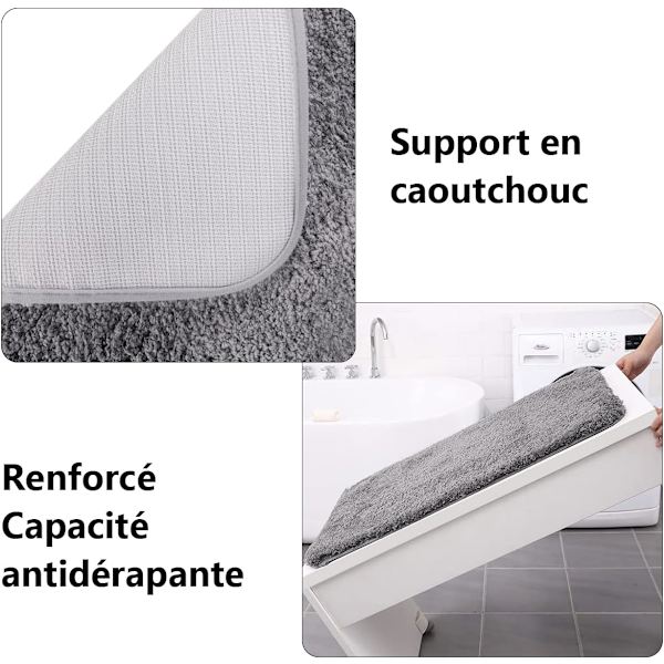 Badmatta, 80 x 50 x 3 cm Halksäker Duschmatta, Absorberande Mörk, ZQKLA