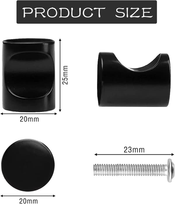 4 stk. Sorte Køkkenkabinetgreb 20x25mm Små Sorte Dør K,ZQKLA