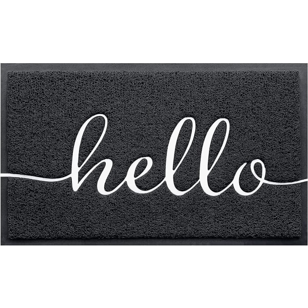 Sort Dørmatte (30\"x17.5\",hello) Holdbare Mattes Udendørs Indendørs,ZQKLA