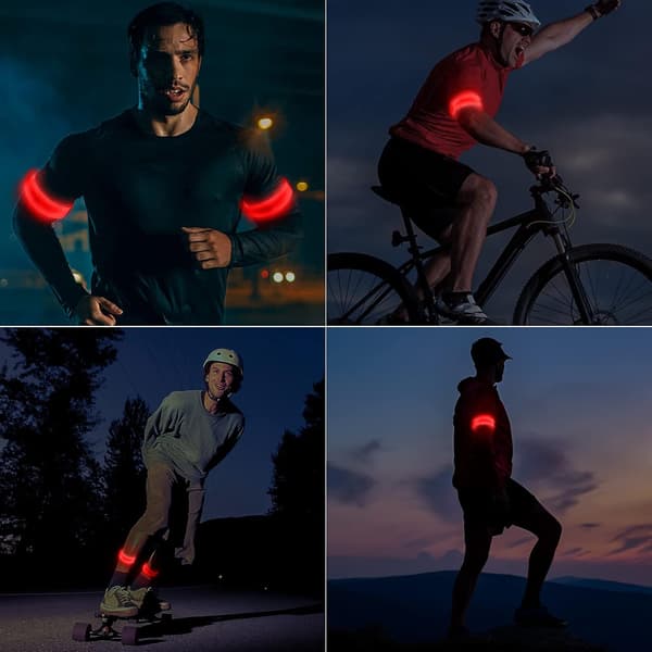 2 stk. Ladbare LED Lysende Armbånd, LED Refleks Løping, ZQKLA