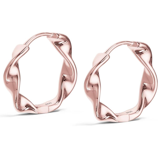 Roséguldfärgade örhängen Små creoler för kvinnor flickor 18k R, ZQKLA