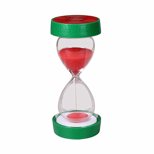 (3 styk, rød, grøn og gul). Farverig timeglas, børne