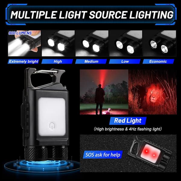 Mini LED-taskulamppu, USB ladattava LED-avainperälamppu, IP, ZQKLA