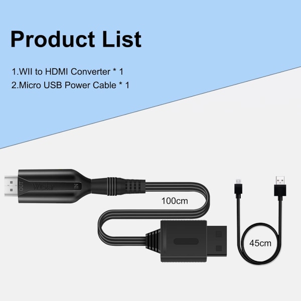 Wii HDMI Adapter Cable 1m/3.2ft 1080P for Full HD Devices Video Converter 720/1080P