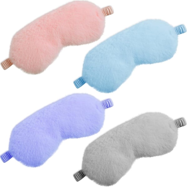 4 kpl Pehmoinen silmänaamio Silk Furry Sleep Masks Comfortable B,ZQKLA