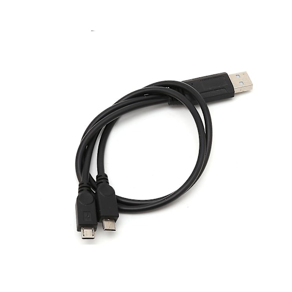 Bærbar 38cm USB Han Universal Micro USB Dobbelt Han Y Adapter Splitter Kabel