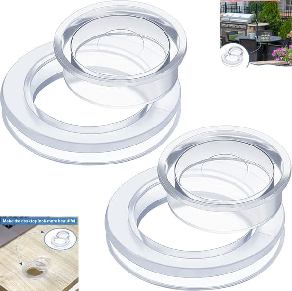 3-pack Parasollhålringar och Transparent Silikonlock 2,4 tum Plast, ZQKLA