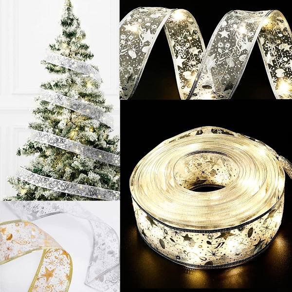 5m LED Dubbel Luminous Ribbon Ljussträngar Julgran D,ZQKLA