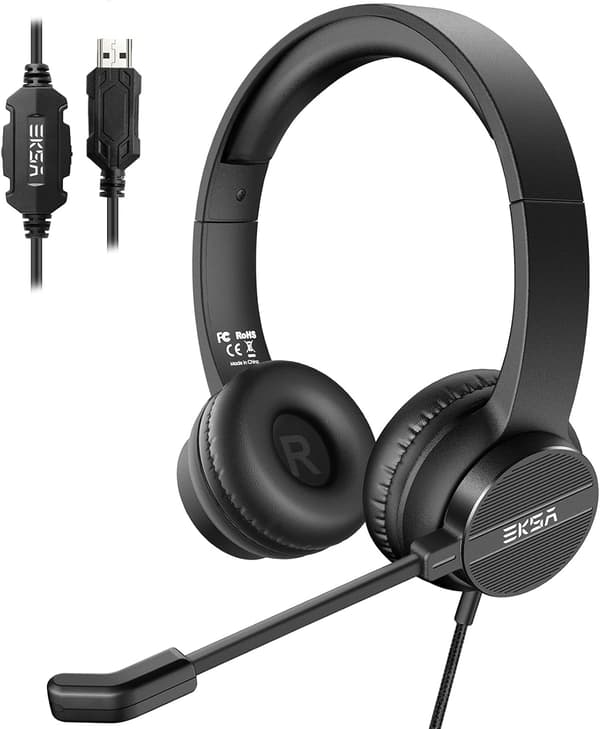 PC Headset med Lydstyrkeknap, Mute-knap, Ideel til Møder, ZQKLA